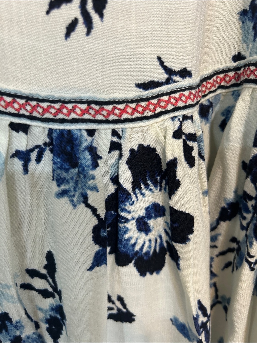 Max Studio Cream Dress with Navy Floral Print - Picture 8 of 15